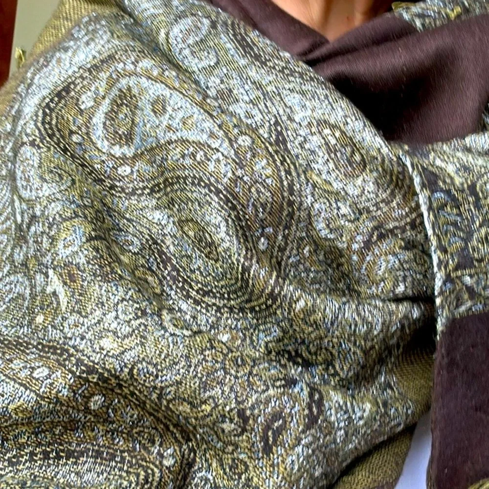 Olive and silver pashmina